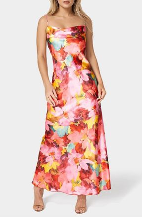 Bebe Bias Cut Satin Maxi Dress in Pink /Orange at Nordstrom Rack, Size X-Small
