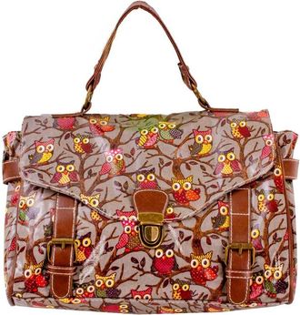 Generic Owl print Ladies Satchel Messenger Bag Oilcloth waterproof Womens Fashion Shoulder Handbag (Grey)