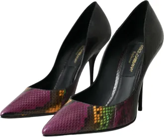 Dolce & Gabbana Womens Python Leather Pump Multicolor Cotton