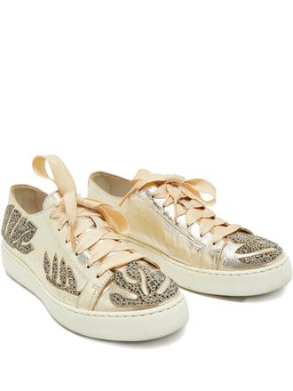 Santoni embellished leather sneakers - Gold