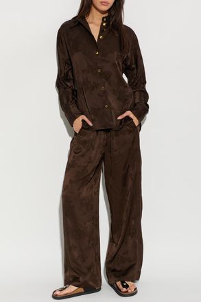 Ganni Wide-leg Trousers, Womens, Brown