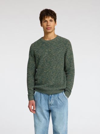 Selected Rundhalspullover SELECTED SLHVINCE LS KNIT BUBBLE CREW NECK NOOS, Herren, Gr. L, gr&uuml;n (rain forest), Strick, Obermaterial: 100% Baumwolle, meliert, Ru