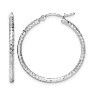 Diamond2Deal 10k White Gold 2mm Round Tube Hoop Earrings