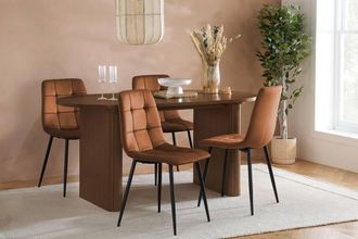 Birlea Axel Oval Fluted Dining Set Table With 4 Chairs in Brown