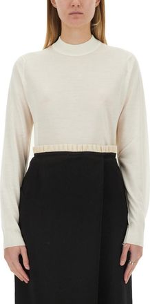 Maison Margiela White Solid Mock Collar Sweater