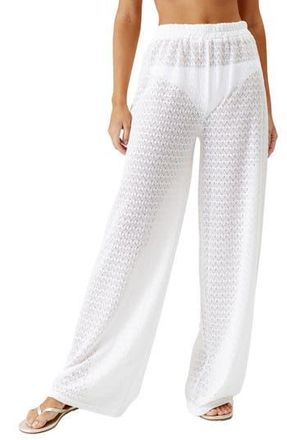 Melissa Odabash Sienna Open Knit Wide Leg Cover-Up Pants in White at Nordstrom Rack, Size X-Large