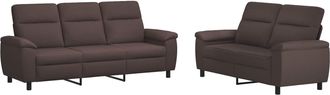 vidaXL Set Di Divani 2 Pcs Marrone Scuro Tessuto Vidaxl