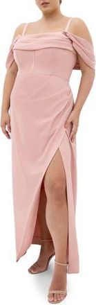 City Chic Forbidden Off the Shoulder Maxi Dress in Ballet Pink at Nordstrom Rack, Size Xxl/24W