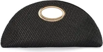 Olga Berg Geena Straw Clutch in Black at Nordstrom