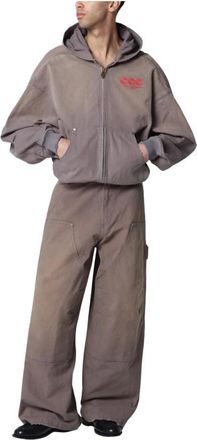 Willy Chavarria Hoodies & sweatvesten, Heren, Grijs, S, Katoen, Juggernaut Workwear Hoodie