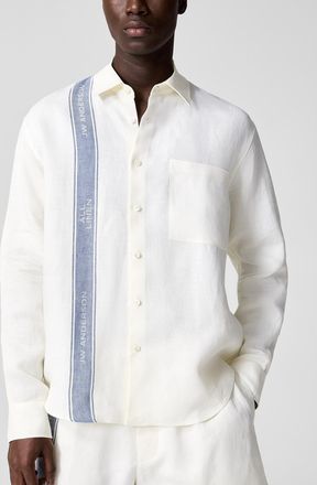J.W.Anderson Mens Blue side stripe pure linen shirt