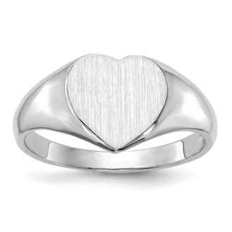 Diamond2Deal 14k White Gold Closed Back Heart Signet Ring