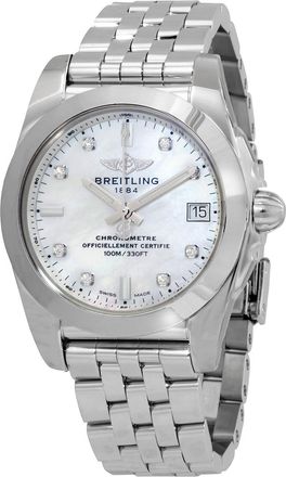 Breitling Pre-owned Breitling Galactic 36 Quartz Diamond Mother of Pearl Dial Ladies Watch W7433012/A780.376A