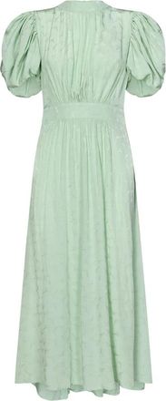 Rotate Groene Bloemen Jacquard Midi Jurk - Dames - Casual kleedjes - Groen - S - Kleedjes