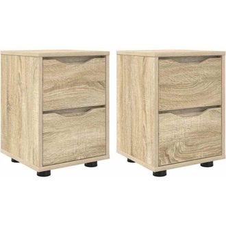vidaXL Mesas De Noche Con Caj&oacute;n 2 Pcs Roble Sonoma 30,5 X 30 X 43 Cm Vidaxl