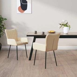 vidaXL Sillas De Comedor 2 Unidades Tela Color Crema Vidaxl