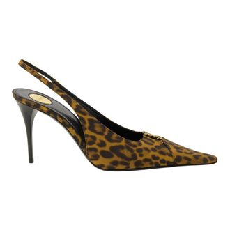 Saint Laurent Schoenen, Dames, Veelkleurig, 38 EU, Leer, Babylone Breteuil Leopard Slingbacks