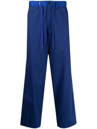 Fumito Ganryu drawstring straight-leg trousers - Blue