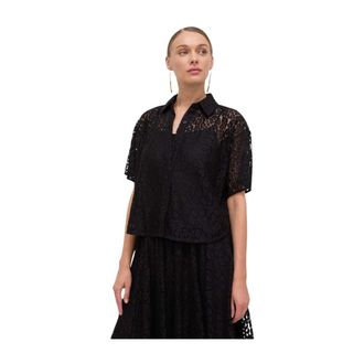 Michael Kors Leopard Corded Lace Shirt - Dames - Overhemden - Zwart - S - Polyester - Overhemden