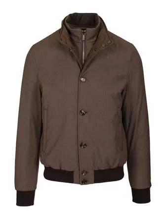 Moorer Suede Bomber Jacket Coats Beige-Uomo