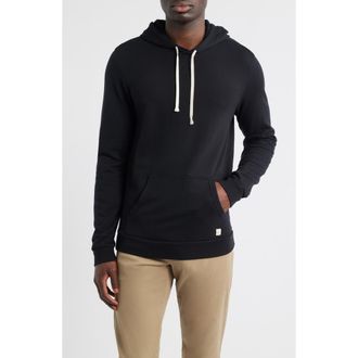 Marine Layer Cotton Blend French Terry Pullover Hoodie in Black at Nordstrom, Size Xx-Large