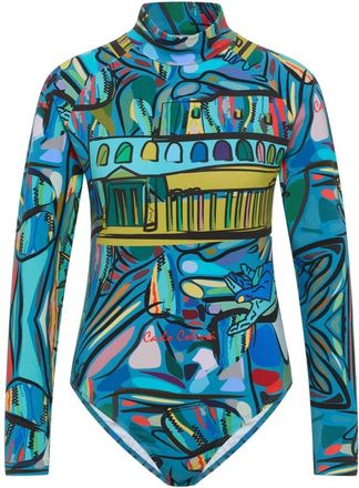 Carlo Colucci Body met print - Dames - Bodies - Blauw - S - Tops