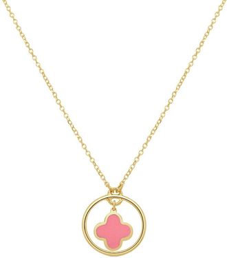 Italian Gold, Inc 14K Pink Agate Clover Pendant