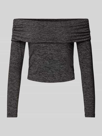 Only Langarmshirt mit Carmen-Ausschnitt Modell ROMA in Silber, Gr&ouml;&szlig;e XS