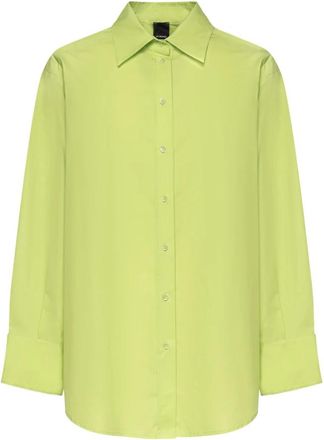 Pinko Cotton Poplin Shirt - Dames - Overhemden - Groen - S - Katoen - Overhemden