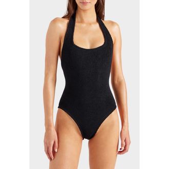 Hunza G Sandy Halter One-Piece Swimsuit in Black at Nordstrom