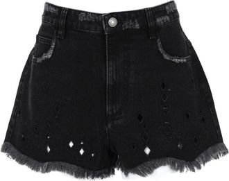 Isabel Marant Aecia Black Denim Distressed Shorts