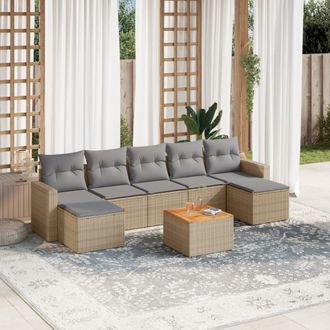 vidaXL Vidaxl - Juego De Sof&aacute;s De Jard&iacute;n Con Cojines Beige 8 Pzas Rat&aacute;n Pe