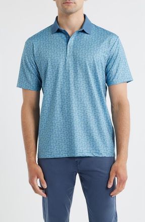 Swannies Rufus Broken Stripe Performance Golf Polo in Bluestone at Nordstrom, Size Xx-Large