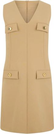 Moschino Mouwloze Jurk - Dames - Korte kleedjes - Beige - S - Polyester - Kleedjes