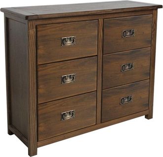 Core 10 Core Products - Boston 3+3 Drawer Wide Chest - Pine - 110 x 40 x 91 cm - Dark Brown