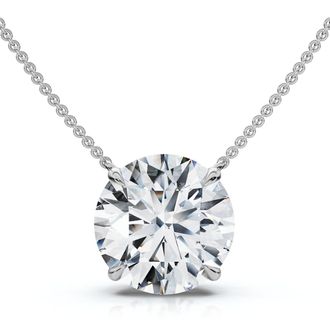 Pompeii3 Certified 3Ct Diamond Solitaire Pendant 14k Gold 18 Necklace Lab Grown