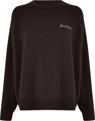 Jack Wills Dames/Dames Geborduurde Logo Crew Hals Trui (Cacao)