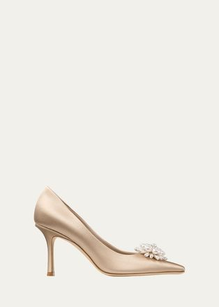 Jimmy Choo London 85mm Ines Pearly Satin Pumps