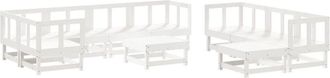 vidaXL Juego De Muebles De Jard&iacute;n 10 Piezas Madera Maciza Pino Blanco Vidaxl