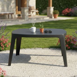 Dmora Dmora Table Ovale Empilable, Made In Italy, 49x76x43 Cm, Couleur Anthracite