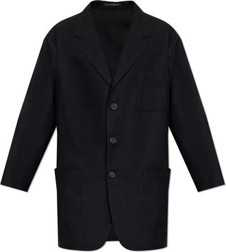Yohji Yamamoto Blazer met enkele rij knopen - Zwart