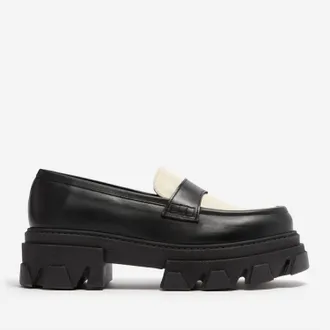 Alohas Womens Trailblazer Leather Loafers In Bicolor Black