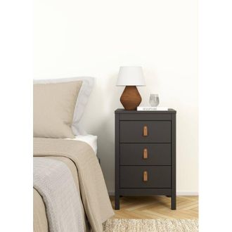 Dmora Dmora - Mesa De Noche Lombardia, C&oacute;moda Baja, Mesilla De Noche, Estante De La Cama, 44x38 H70 Cm, Negro