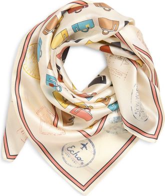 Echo Luggage Silk Square Scarf in Pebble at Nordstrom
