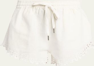 Isabel Marant Balyme Eyelet Cotton Drawstring Shorts