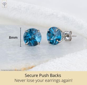 MAX + STONE 10k Yellow or White Gold 8mm Round Cut Gemstone Birthstone Stud Earrings