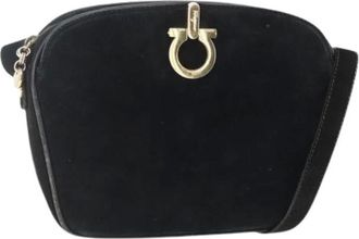 Ferragamo Pre-owned Cross Body Bags, female, Black, Size: ONE SIZE Pre-owned Suede Shoulder Bag