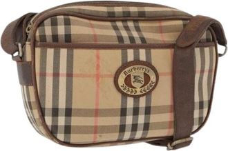 Burberry Pre-owned Cross Body Bags, female, Beige, Size: ONE SIZE Pre-owned Canvas Shoulder Bag