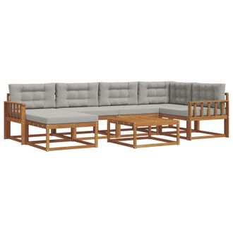 vidaXL Conjunto De Sof&aacute;s De Exterior 7 Pcs Gris Natural Y Claro Vidaxl