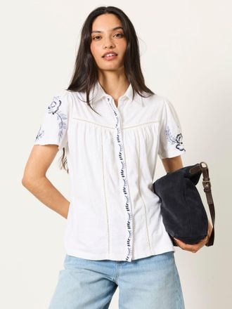 Fat Face FatFace Kit White Embroidered Jersey Shirt
